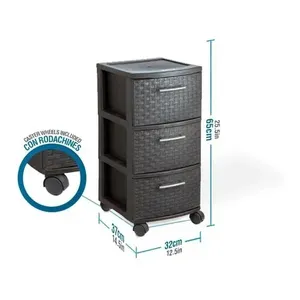 Cajonera de plastico organizador 3 cajones Ratan MQ - Product Image 3
