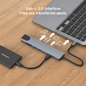 Estación de acoplamiento UNIEAN tipo C PD100W Hub Usb C Hub 8IN 1 USB C3.0 Hub UHD 4K30Hz 8 puertos 100Mbps para red de Iphone a PC - Product Image 6