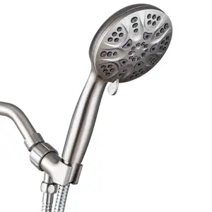 Cabezal de ducha de mano de ABS para baño, cabezal de ducha cromado de alta presión, soporte de manguera de flujo alto, arandelas de goma