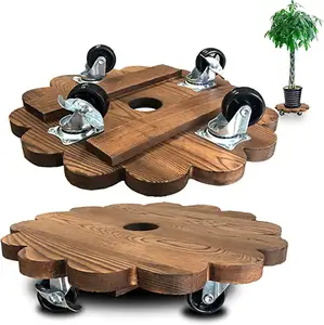 Supporto per piante in legno massello con ruote portavasi decorativo per piante e espositore