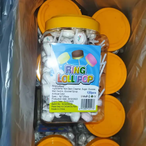 Vente en gros de bonbons aux sucettes, <span class=keywords><strong>lait</strong></span>, <span class=keywords><strong>fraise</strong></span>, saveur fruitée, bonbons à presser, anneau rond, <span class=keywords><strong>sucette</strong></span> - Product Image 3