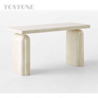 Table console en marbre naturel Tostone, directement de l'usine, avec bord en pierre naturelle et plateau en marbre massif pour la décoration intérieure de villa