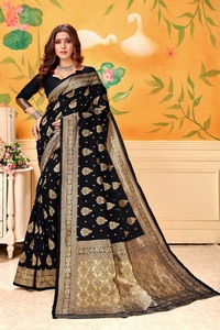 Saris pour femmes en coton artistique multicolore au design moderne pour mariage et festival, vente en gros de vêtements - Product Image 6