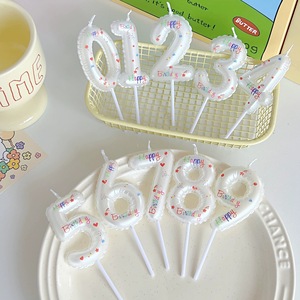 Velas de Cumpleaños con Número en Degradado Rosa, Adornos para Pastel con Globos Blancos, Decoración Estilo Ins para Fiestas de Cumpleaños - Product Image 2