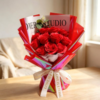 Bouquet de fleurs artificielles AIDA Manta Rose en amidon de maïs, 11 tiges, fait main, éternel, cadeau personnalisé pour la Saint-Valentin