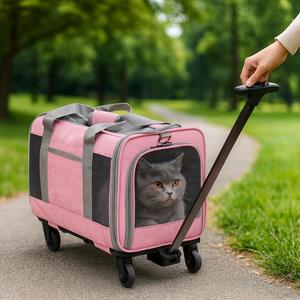 Sac de transport multifonctionnel pour animaux de compagnie avec chariot pliable et support, noir, 51 x 31 x 36 - Product Image 2