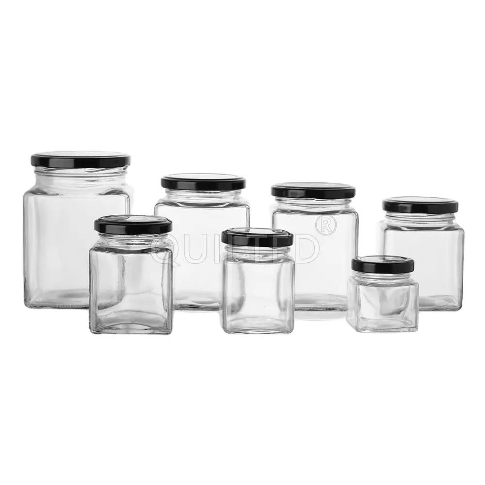 Fabrik preis 500ml 100ml 200ml 280ml Honig glasflasche Quadratisches Glas Honig glas mit Deckel