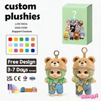 Peluche personnalisée en vinyle souple, jouet OEM ODM, animal en peluche kawaii, porte-clés en peluche personnalisé pour cadeau d'enfant et promotion de marque