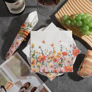 Floral Printed Paper Napkins 330mm Disposable For Wedding Birthday Party 20 Sheets Per Pack - Product Image 3