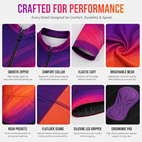 Conjunto de Ciclismo Personalizado para Mujer con Degradado, Jersey de Manga Corta y Pantalones Cortos con 3 Bolsillos Traseros, Número de Equipo, Marca Privada, Suministro al por Mayor