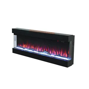 Big 3 Sided Electric Fireplace Multi Color Led Flames 3d Fireplace Wall Mounted Heating Fireplace With Remote Control