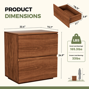 Fluted Nightstand 2 Large <b>Storage</b> Drawers Wooden Bedside Cabinet Modern <b>Side</b> End <b>Table</b> for Bedroom Living Room Home Decrotiom - Product Image 6