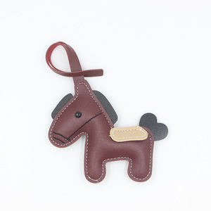 PU Leather Pony Keychain Classic Horse Bag Accessories With White Stitching Key <b>Charms</b> Leather Bag <b>Charms</b> - Product Image 6