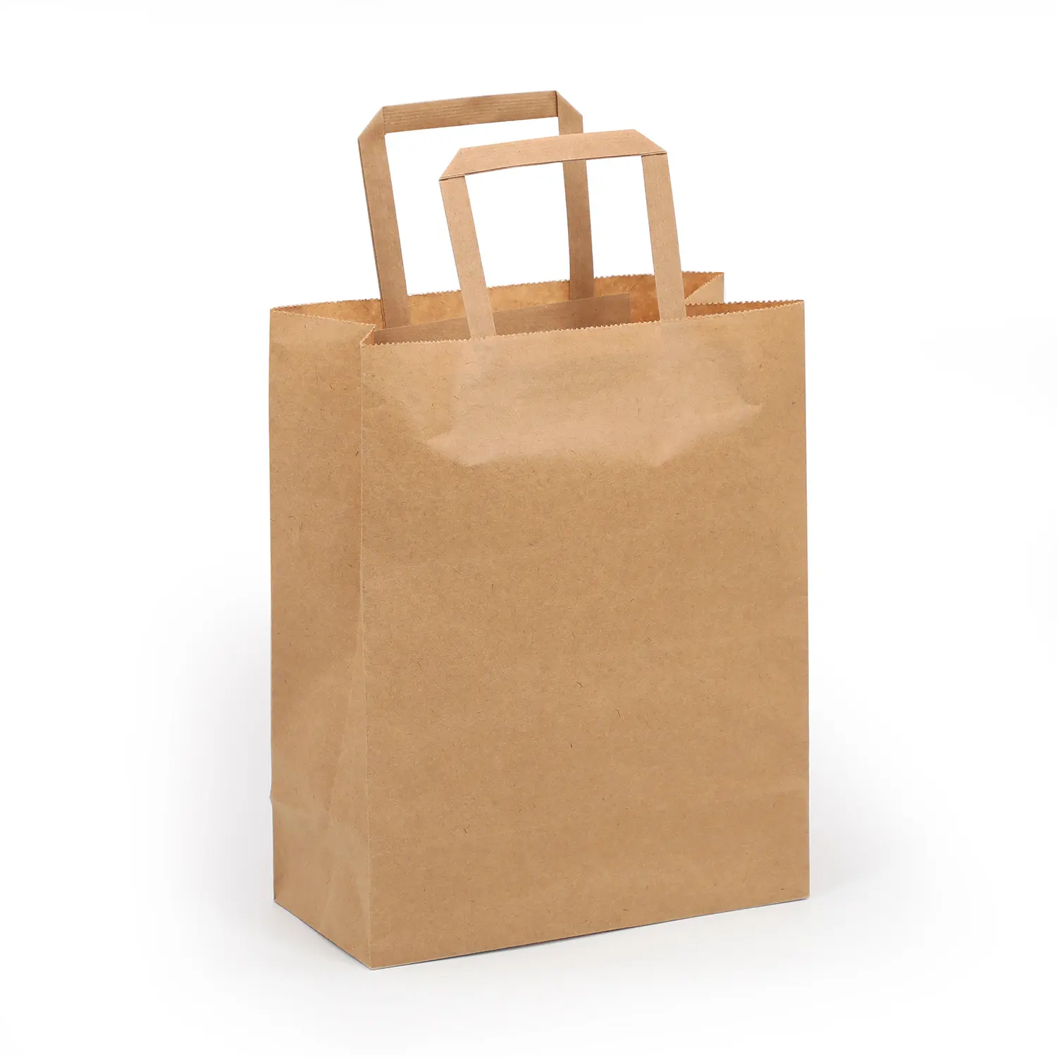 Bolsa de papel Kraft marrón reciclada personalizada con asa trenzada/plana Bolsas de papel marrón fuertes