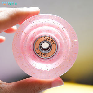 <span class=keywords><strong>Patines</strong></span> de ruedas de doble fila SeeMore, ruedas de <span class=keywords><strong>patines</strong></span> de ruedas cuádruples de rebote alto no luminosas coloridas transparentes rosas - Product Image 6