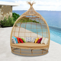 Nuevo Sofá Cama de Lujo para Exteriores, Tejido en Ratán, Estilo Nido de Pájaro, Moderno, Resistente a los Rayos UV, para Patio, Jardín, Hotel