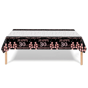Ensemble de vaisselle pour fête d'anniversaire 60 ans, noir et or rose, assiettes en plastique, gobelets, serviettes, couverts, 60-80 pièces, décoration d'anniversaire - Product Image 5