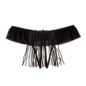 Ding Zhi Mei Sexy <b>Thong</b> Underwear <b>Black</b> Solid Color Breathable Polyester Fiber Women's Summer 2024 - Product Image 5