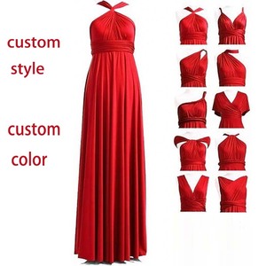 Sexyshine Women's Backless Convertible Dress - Multi-Way Wrap Halter Cocktail Gown, Gradient Red