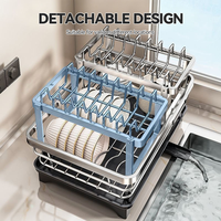 Égouttoir à vaisselle multifonctionnel en acier inoxydable 304 pour évier, égouttoir moderne à 2 niveaux pour cuisine, support de rangement avec drain
