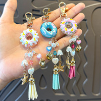 Porte-clés Cœur Donut - Charme Frangé Adorable, Pendentif Sac Dessert Sucré