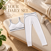 Ensemble de yoga pour femmes, soutien-gorge de sport, leggings taille haute, bordure contrastée, tenue de fitness deux pièces pour Pilates