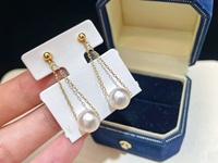 Boucles d'oreilles pendantes en argent sterling 925 avec perles d'eau douce naturelles pour femmes, lustre de qualité supérieure, style à porter au quotidien, bijoux raffinés