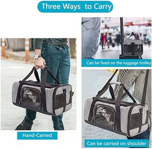 Sac de transport approuvé pour chats et chiens de petite et moyenne taille |   Sac de transport pour chien avec ventilation optimale |   4 fenêtres en maille, 3 entrées - Product Image 3