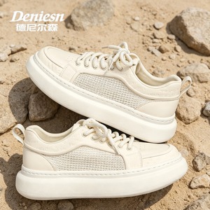 <b>Net</b> Through Single <b>Net</b> 2026 Men's Shoes Spring/Summer Breathable Thick-soled Shoes White Sneakers Sports Shoes - Product Image 3