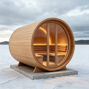El tablero curvo de <span class=keywords><strong>la</strong></span> sauna cilíndrica de madera de hierro es tan liso como una lavabo, brillante y sin sensación de opresión. - Product Image 6