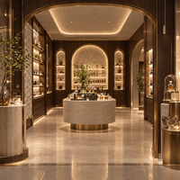 CIRI Neue Ladenvitrine LED Kosmetik-Display Goldener Parfümorganizer Dubai Verkaufstheke Komplette Kosmetikshop-Ausstattung