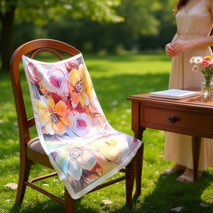 Foulard quadrato piccolo con pittura a olio floreale 70x70cm, accessorio moda da donna - Product Image 2