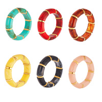 Pulsera de Resina de Color YF8021, Pulsera Cuadrada de Ámbar Chapada en Oro de 18k, Pulsera de Acero Inoxidable Impermeable para Mujer