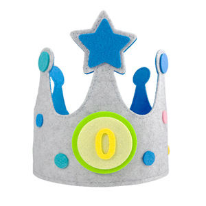 Nuevo diseño estrella cinta mágica DIY corona fieltro feliz fiesta sombreros primer 1er cumpleaños fiesta sombrero fieltro cumpleaños sombreros para niños - Product Image 5