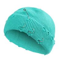 Chapeau en tricot à anneaux en fer troués, style automne, nouveau, hip-hop, peau de melon, chaud