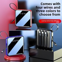 Power Bank Mini dengan Kabel & Senter Terintegrasi, Kapasitas 10000mAh 20000mAh, Pengisian Cepat untuk Ponsel, Power Bank Kecil