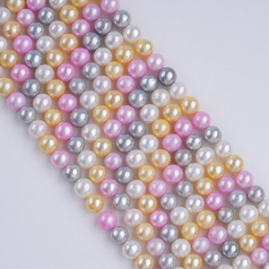 Collier et bracelet en perles semi-finies de 6-7 mm, en eau douce naturelle, de couleur bonbon, pour la fabrication de bijoux DIY, perles blanches et roses - Product Image 2