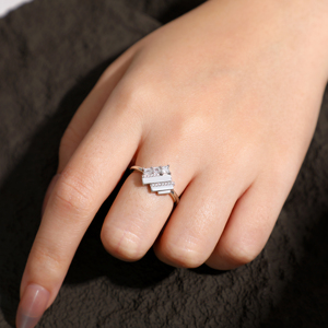 Custom Jewellery Manufacture Trendy Band <b>Ring</b> Fine S925 <b>Silver</b> Heart <b>Rings</b> 3a Zircon Women Daily Wear Party Rhodium Plated - Product Image 5