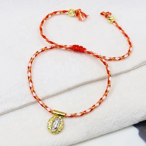 Lucky <b>Red</b> String <b>Bracelet</b> with 18-carat Gold-plated Virgin Mary Pendant - Product Image 5