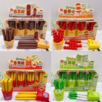 Nouvel ensemble de gommes à effacer en forme de frites, de chocolat, d'oignon vert et de courge sucrée, papeterie d'apprentissage mignonne