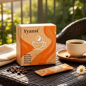 Herbal Natural Raw Instant Coffee 10g*10 Sachets Wood Grain <b>Orange</b> Curve Coffee Cup Print <b>Paper</b> Box Custom OEM Bulk Carton - Product Image 2