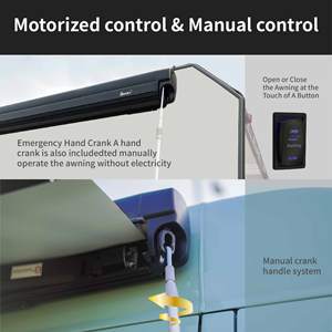 Nhà Máy Giá Điện Không Thấm Nước Mái Hiên Cassette Có Thể Thu Vào Side Núi Motorhome <span class=keywords><strong>Caravan</strong></span> Mái Hiên Cho Camper Van - Product Image 4