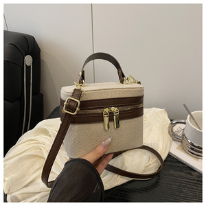 Nuevo Bolso de Hombro Cruzado para Mujer, Pequeño, Cuadrado, con Cremallera y Diseño de Empalme de Colores, Estilo Extranjero, Moderno y Portátil - Product Image 4