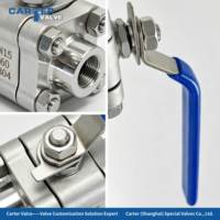 Vanne à boisseau sphérique forgée en acier inoxydable Carter F316L 3 pièces haute pression avec filetage femelle BSP/NPT 6000WOG manuelle, électrique, hydraulique OEM