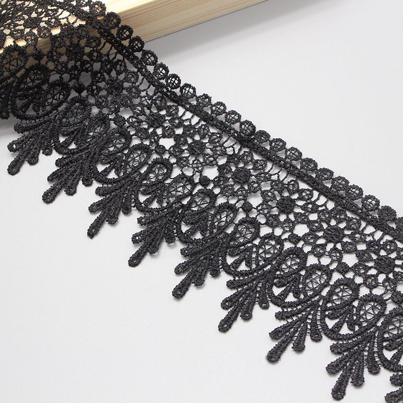 Garment Accessories Black Polyester Lace Trim Multicolor Embroidered Trim