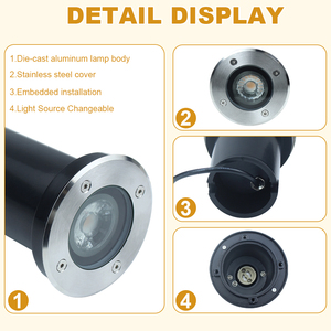 Lumière encastrée <span class=keywords><strong>LED</strong></span> GU10 7W AC 85-265V <span class=keywords><strong>Spot</strong></span> <span class=keywords><strong>IP67</strong></span> <span class=keywords><strong>Extérieur</strong></span> Encastré Sous-terrain Éclairage de jardin Lampe de chemin enterrée 3000K 4000K 6000K - Product Image 3