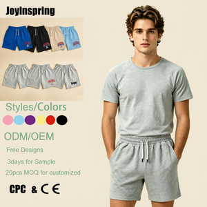 Shorts <span class=keywords><strong>de</strong></span> survêtement unisexe en molleton brossé pour homme et jeune homme, coupe décontractée, entrejambe 7 pouces, gris chiné - Product Image 1