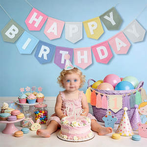 Bannière <span class=keywords><strong>Joyeux</strong></span> <span class=keywords><strong>Anniversaire</strong></span> en Feutre Personnalisable à Faible MOQ, Facile à Installer pour Fêtes et Célébrations – Grande Vente - Product Image 6