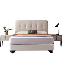 Lit plateforme minimaliste LOONGFUNG sur mesure, gain de place, en bois de pin massif avec sommier à lattes et revêtement supérieur en cuir de vachette, pour chambre principale
