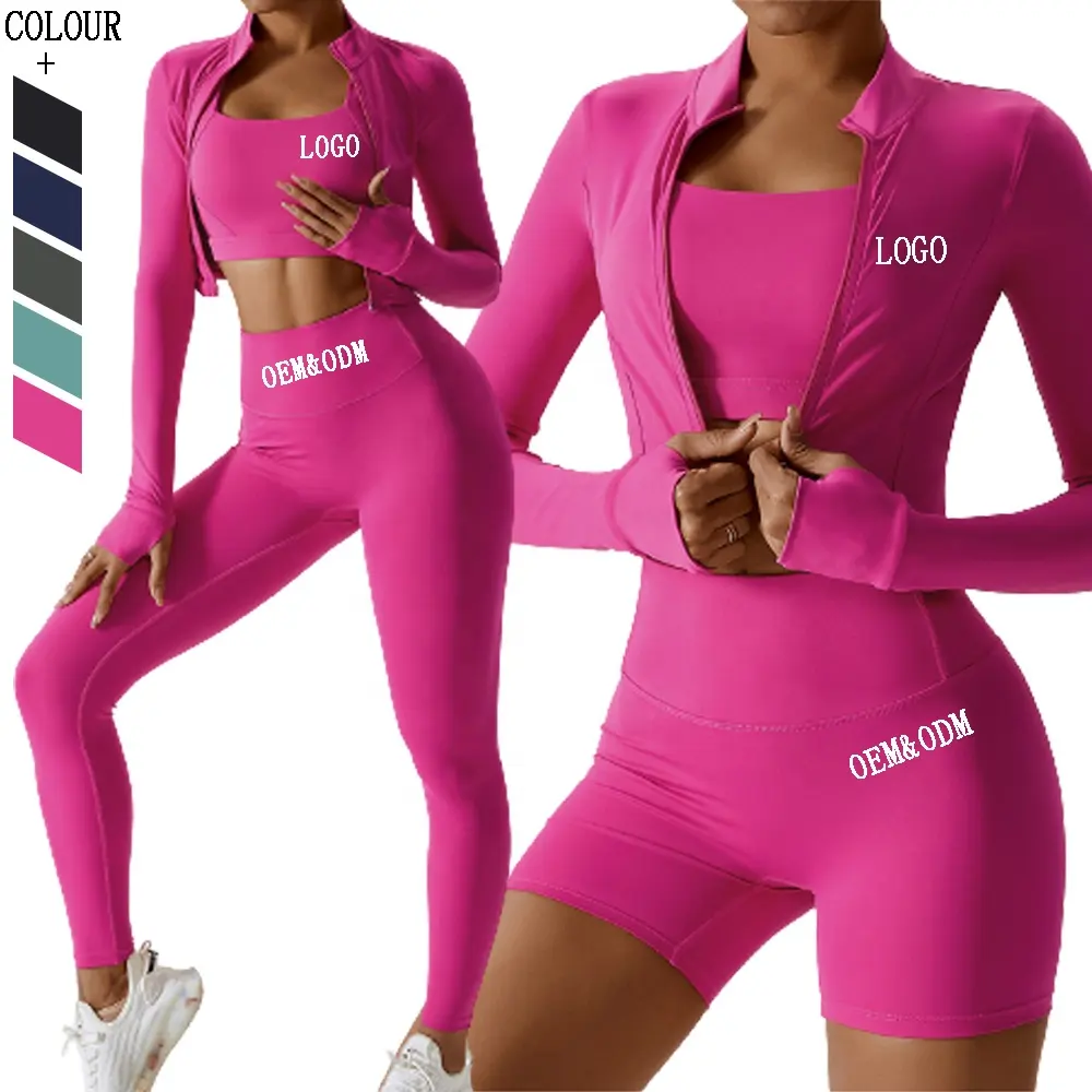 Wholesale Workout Clothing 3PCS Leggings/ Shorts Yoga Suit - Activewear Gym Fitness Sets for Women